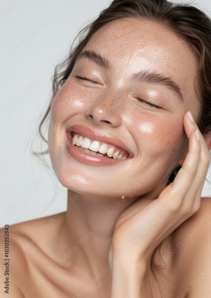 Woman happy with no makeup smile skin female. Woman happy with no makeup smile skin female.