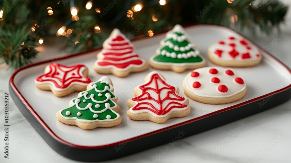 Festive Display of Christmas Cookies on a Tray Festive Display of Christmas Cookies on a Tray