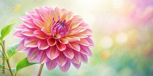 Watercolor painting of bright pink dahlia flower