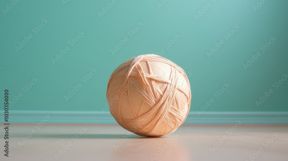 A spherical object crafted from natural fibers rests elegantly on a minimalist teal background, evoking a sense of simplicity and tranquility in a modern style. A spherical object crafted from natural fibers rests elegantly on a minimalist teal background, evoking a sense of simplicity and tranquility in a modern style.