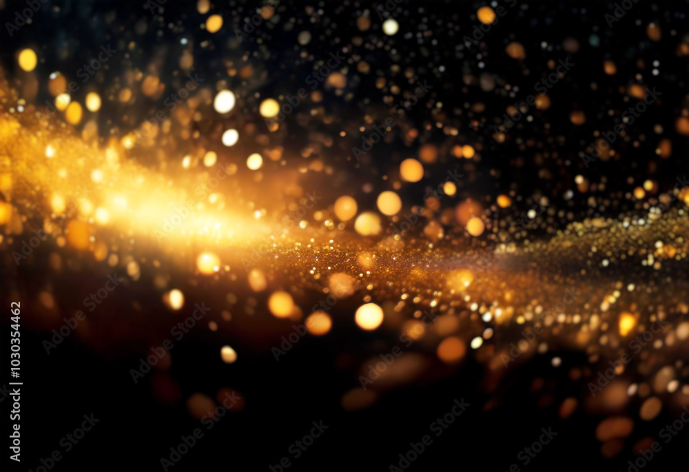 Abstract background with a blurred golden bokeh effect against a dark backdrop. Abstract background with a blurred golden bokeh effect against a dark backdrop.