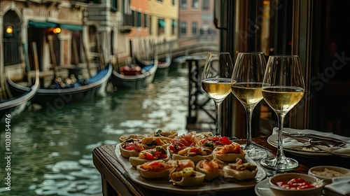 Scenic Venetian Moment with Delicious Snacks