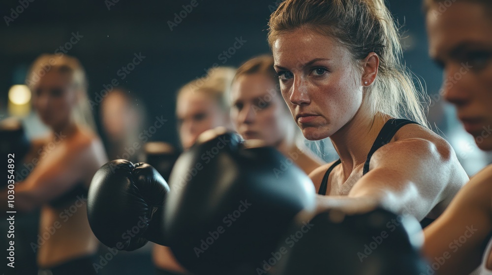 Women boxing as therapy, showing a therapeutic boxing session helping women release stress and build confidence Women boxing as therapy, showing a therapeutic boxing session helping women release stress and build confidence