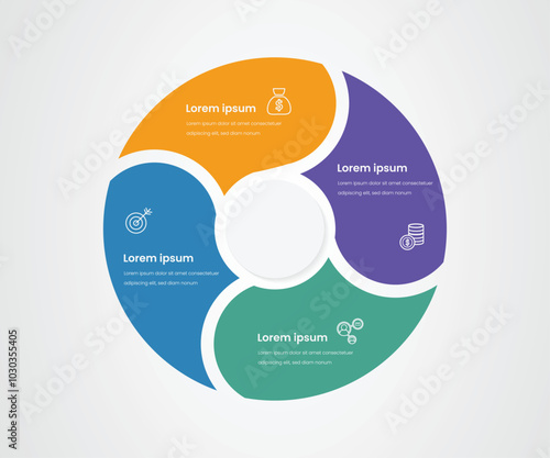4 section pie chart circle business infograph