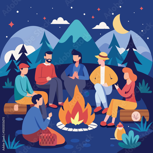 camping campfire vector illustration graphic design