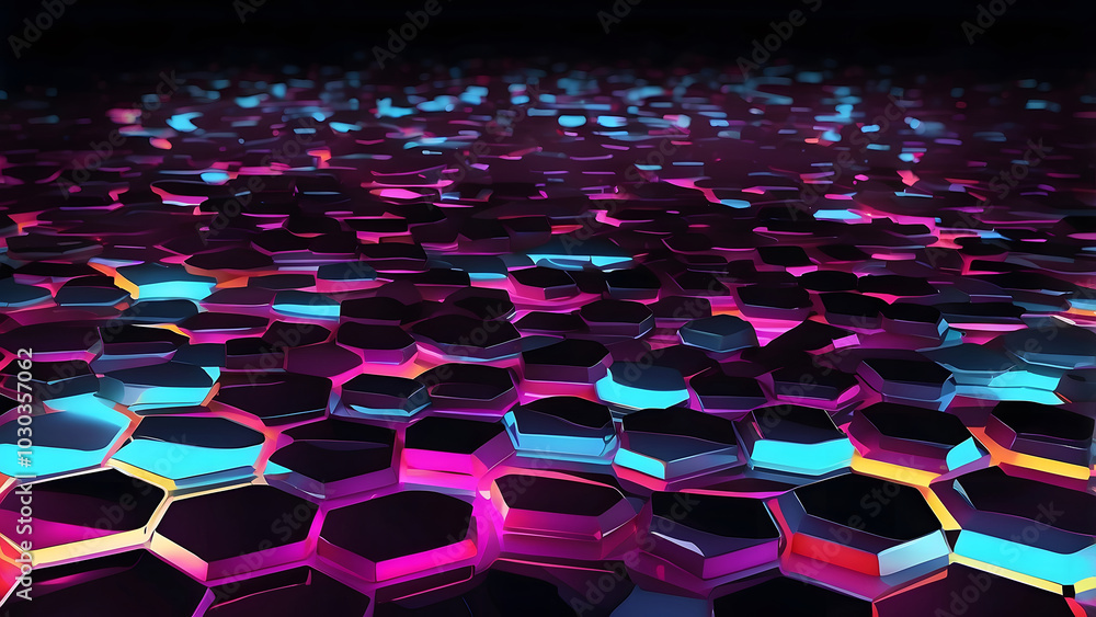 Obraz premium Abstract Neon Hexagon Pattern wallpaper background