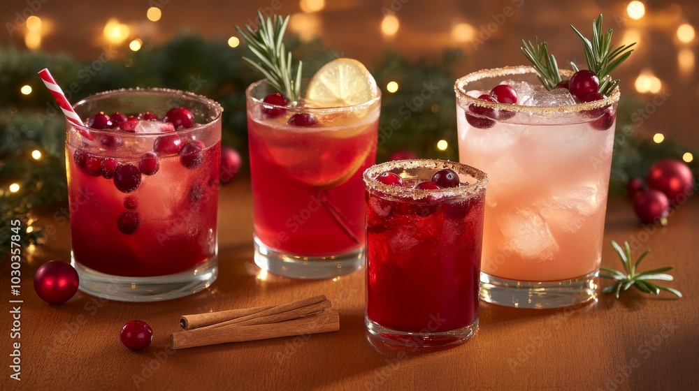 Festive holiday cocktails for hospitality and beverage industry promotional materials Festive holiday cocktails for hospitality and beverage industry promotional materials