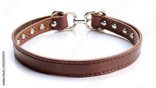 Leather choker necklace isolated on white background