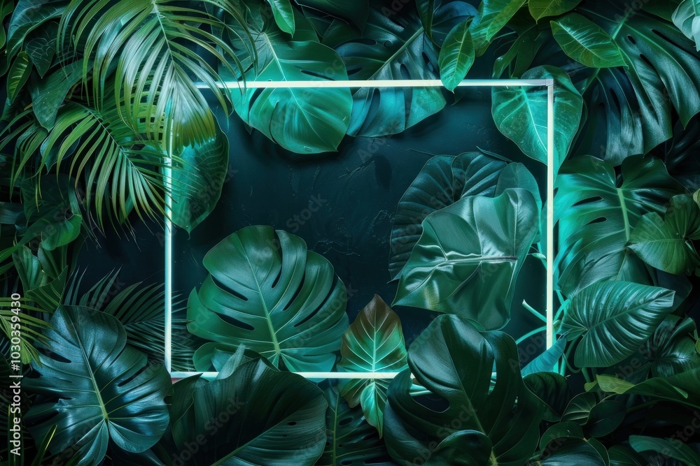 Lush tropical leaves frame art Lush tropical leaves frame art