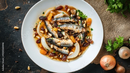 Fototapeta Naklejka Na Ścianę i Meble -  Venetian Seafood Specialty Dish with Sarde in Saor