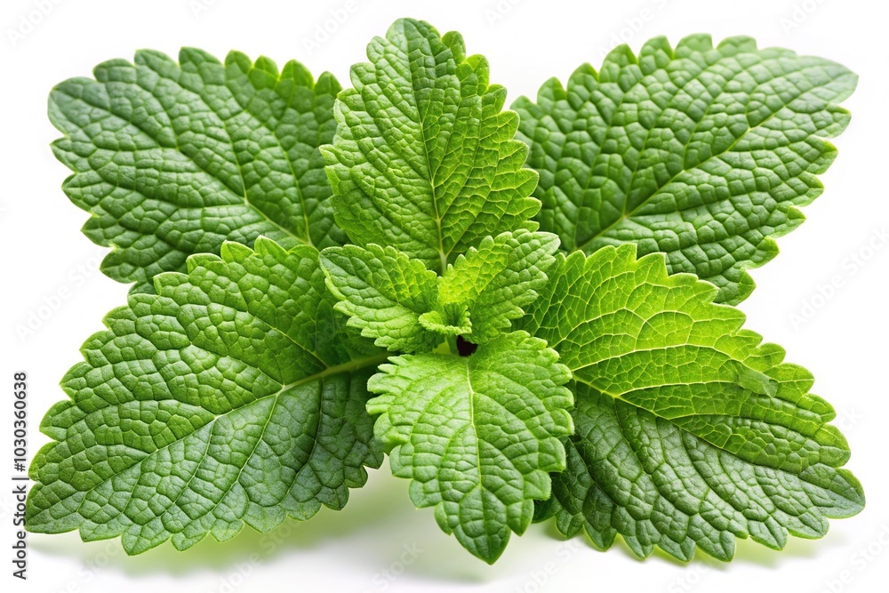 Lemon balm plant leaves isolated on white background Lemon balm plant leaves isolated on white background