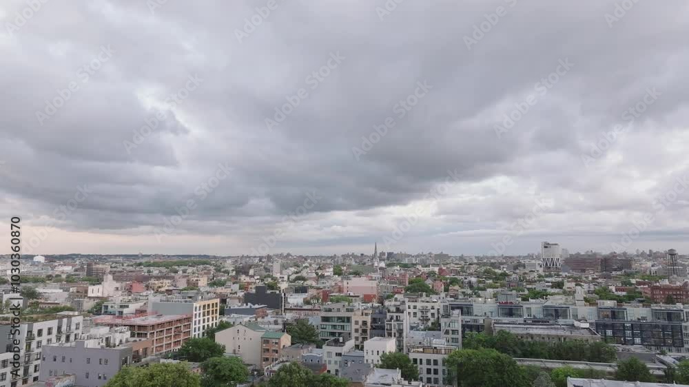 Aerial view of Greenpoint, Brooklyn on an overcast day Aerial view of Greenpoint, Brooklyn on an overcast day