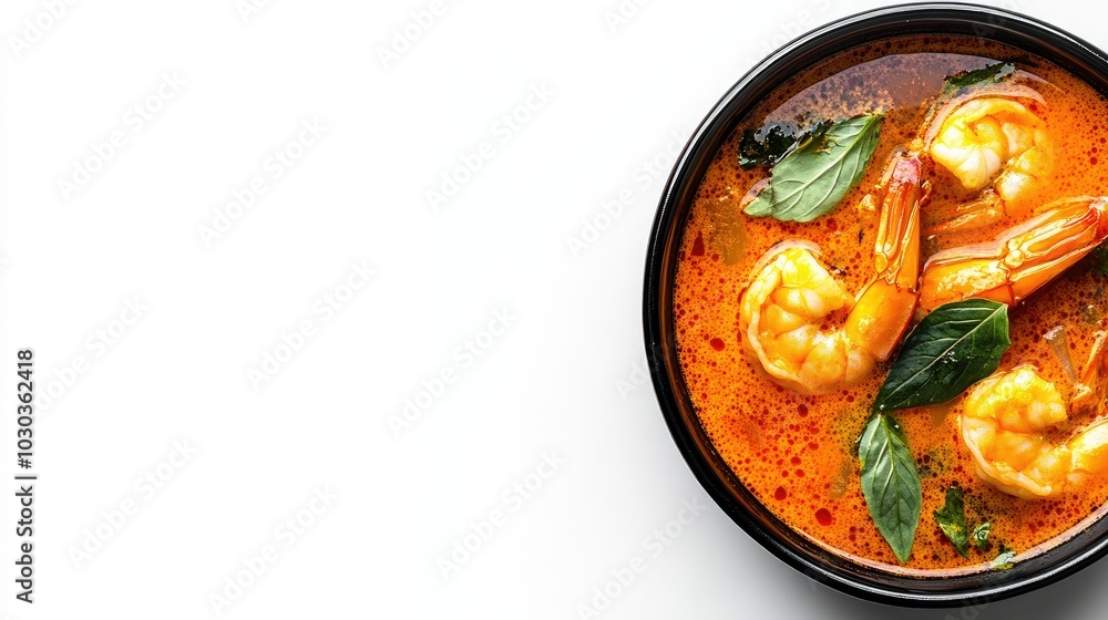 Top View of Delicious Tom Yum Kung Soup Top View of Delicious Tom Yum Kung Soup