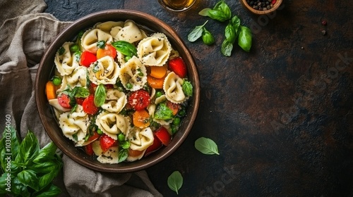 Wallpaper Mural Vibrant Overhead Tortellini and Vegetable Dish Torontodigital.ca