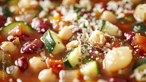 Colorful Minestrone Soup Close-Up Image