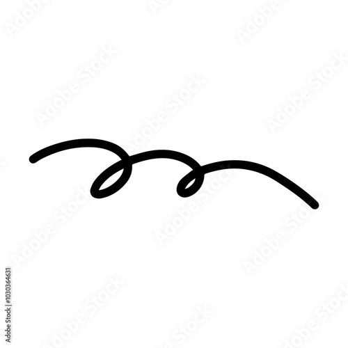 Hand drawn curly swish icon vector illustration, paint brush design element of swash, swoosh underline swirl squiggle stroke illustration 