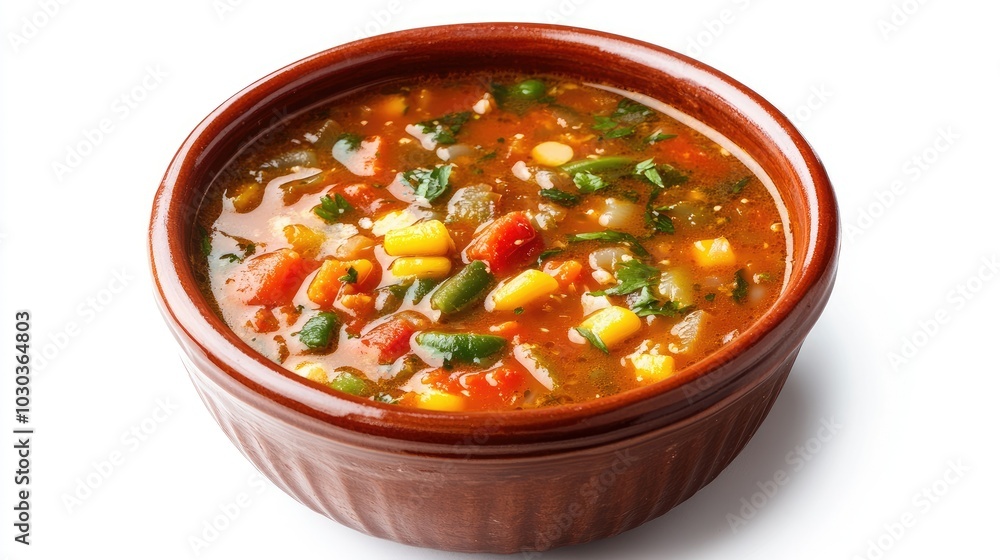 Warm Bowl of Italian Minestrone Soup Close-Up Warm Bowl of Italian Minestrone Soup Close-Up