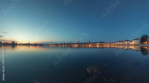 Wallpaper Mural Cityscape Reflected in Tranquil Water at Dusk Torontodigital.ca