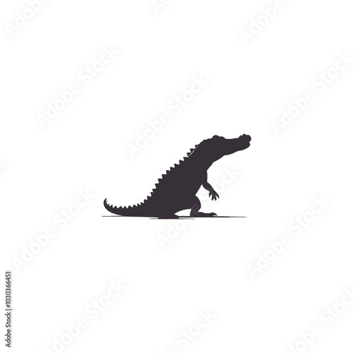 A crocodile silhouette vector art illustration isolated in white background