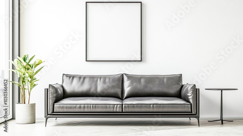 Ein Wohnzimmer mit einem Mockup für Poster