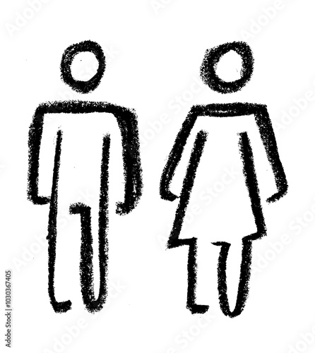 Man Woman Toilet Sign Crayon Chalk Drawing Icon Vector