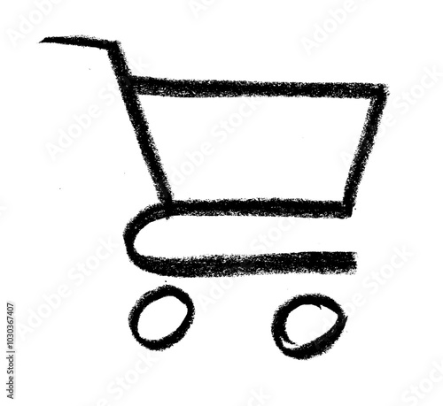 Shopping Cart Crayon Chalk Drawing Icon Vector
