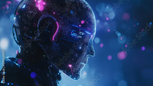 Cyber-Physical Systems concept. Robot cyborg with artificial intelligence. Future science concept