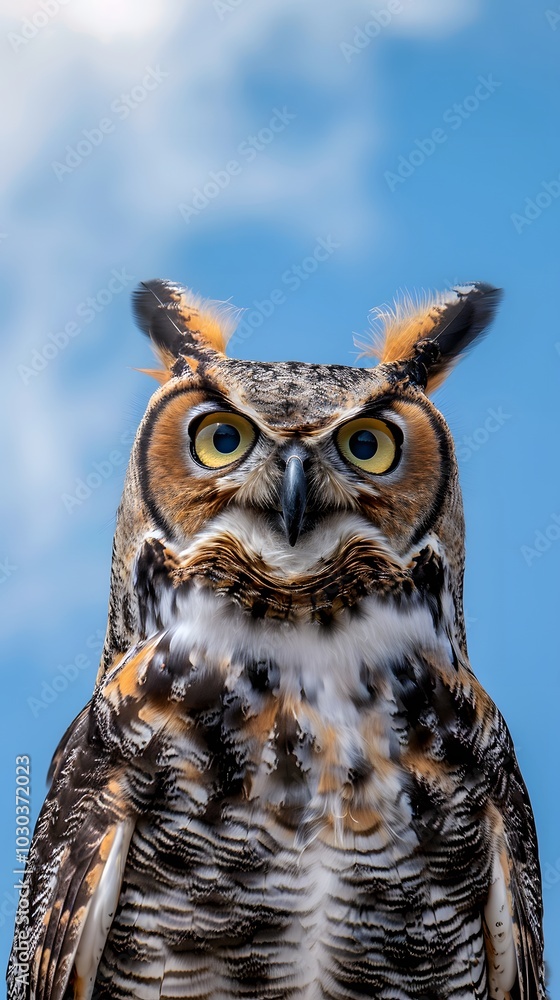 Great Horned Owl Standing on a Tree Log ai generated image Great Horned Owl Standing on a Tree Log ai generated image