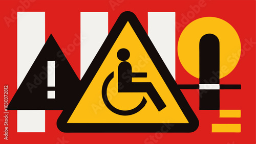 Warning Signage A depiction of clearly marked signs for accessible entrances and facilities using universally recognized symbols and highcontrast colors to aid visibility.