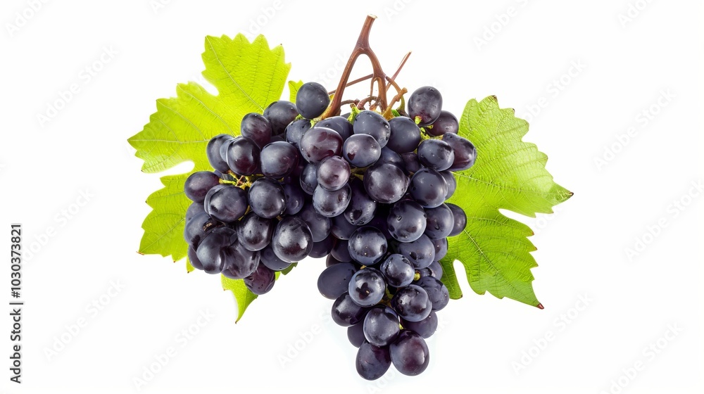 Gorgeous Kyoho Grape Cluster & Elegant Black Wine Grape: Exquisite Isolated Fruits Captured in High- Gorgeous Kyoho Grape Cluster & Elegant Black Wine Grape: Exquisite Isolated Fruits Captured in High-