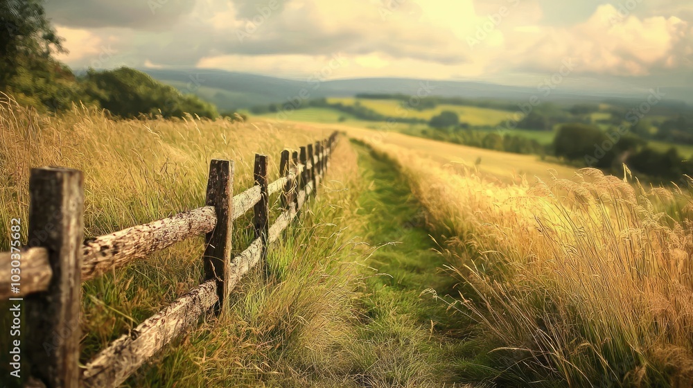 Captivating Rustic Pathway with Tall Grass and Fence Captivating Rustic Pathway with Tall Grass and Fence