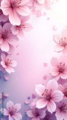 Beautiful cherry blossom background with soft pink hues for International Women's Day card