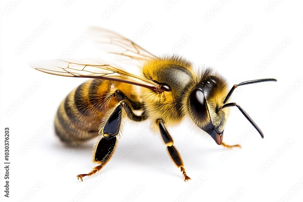Bee isolated, close up. Bee isolated, close up.