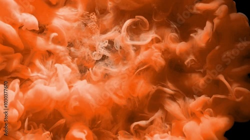 Orange ink drop in water on white background. Abstract shot with orange ink drop in water background for footage design