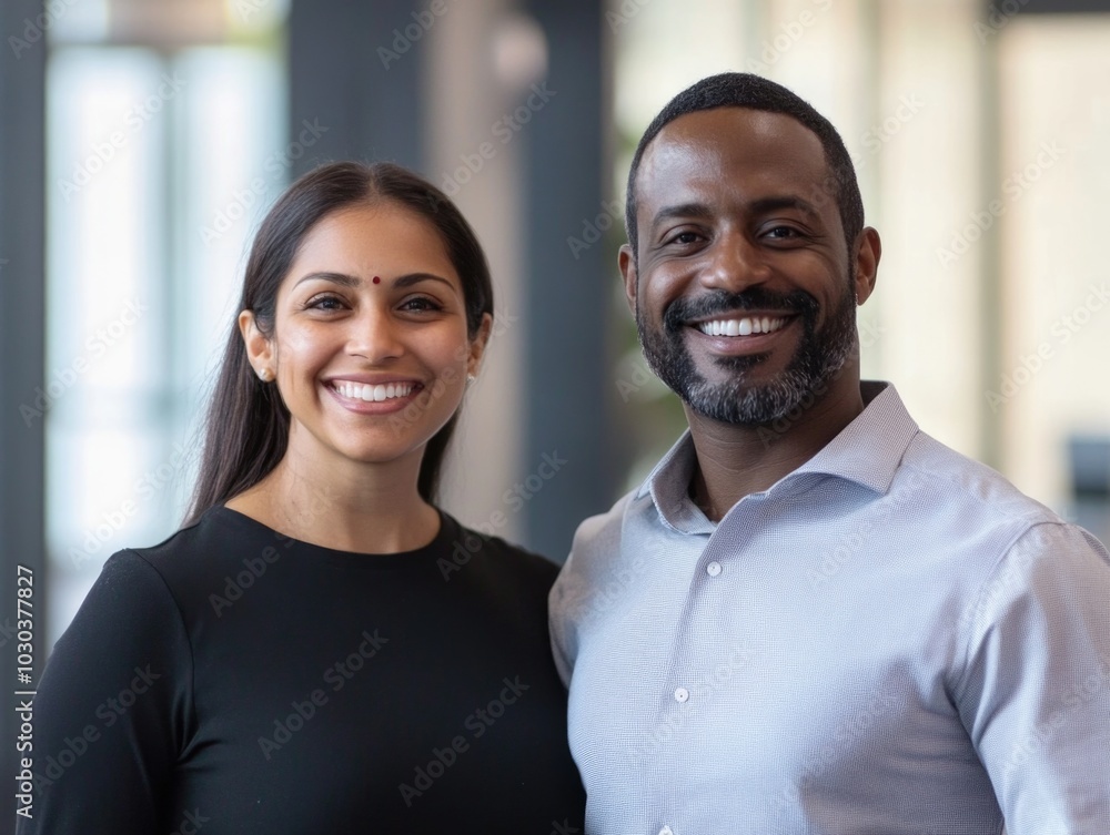 Business Couple Posing for a Professional Portrait Business Couple Posing for a Professional Portrait