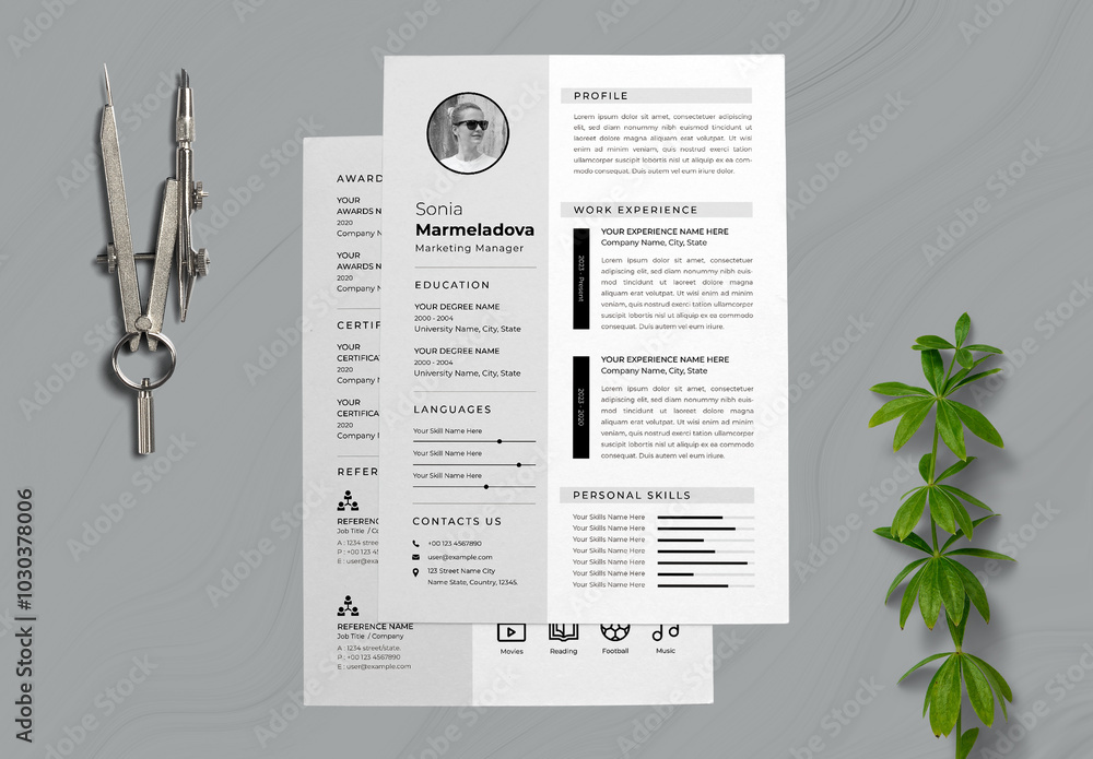 Clean Resume Template Layout Stock Template | Adobe Stock