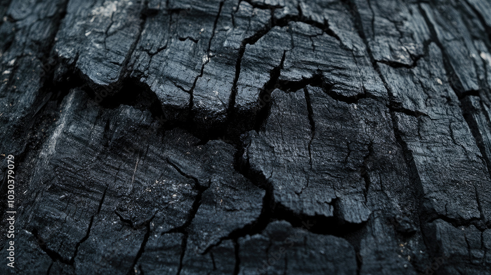 A detailed macro shot of natural wood charcoal, highlighting its cracks and fissures, capturing the natural formation of carbonized wood for fuel or artistic purposes. A detailed macro shot of natural wood charcoal, highlighting its cracks and fissures, capturing the natural formation of carbonized wood for fuel or artistic purposes.