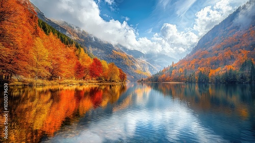 Wallpaper Mural Serene Mountain River Amidst Autumn Foliage Torontodigital.ca