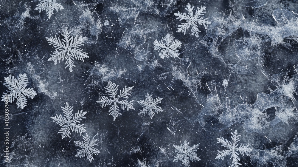 Capturing intricate ice crystals forming mesmerizing patterns on a frozen surface, glistening against icy blues and whites, evoking holiday magic. Perfect for winter wonder in design projects Capturing intricate ice crystals forming mesmerizing patterns on a frozen surface, glistening against icy blues and whites, evoking holiday magic. Perfect for winter wonder in design projects