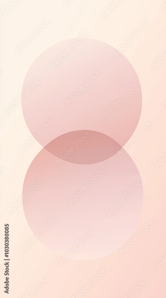 Abstract minimalist background with two pink circles overlapping on a light pink background, creating a soft and delicate aesthetic Abstract minimalist background with two pink circles overlapping on a light pink background, creating a soft and delicate aesthetic