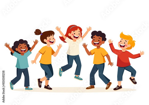 Group of happy cheering children