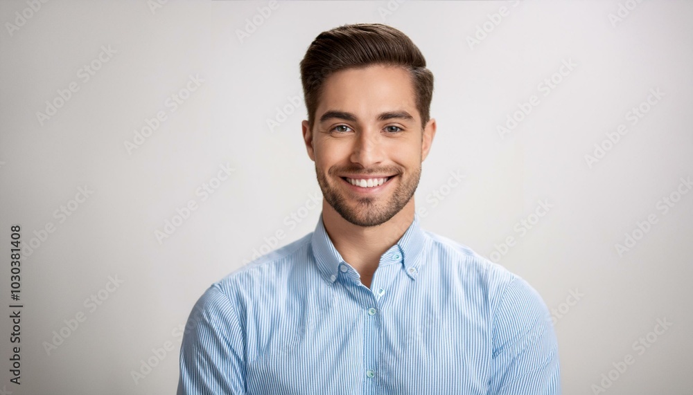 Charming man in a light blue shirt standing confidently on a transparent background. Professional concept. Generative AI Charming man in a light blue shirt standing confidently on a transparent background. Professional concept. Generative AI