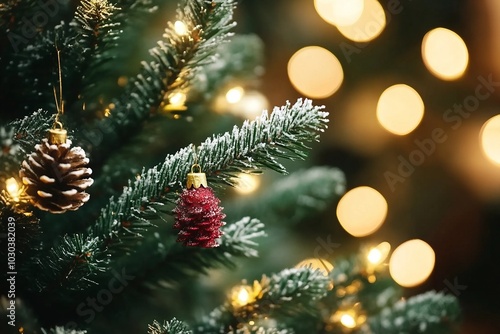 Close up view of a Christmas tree background