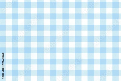 Light blue gingham pattern backgrounds tablecloth.