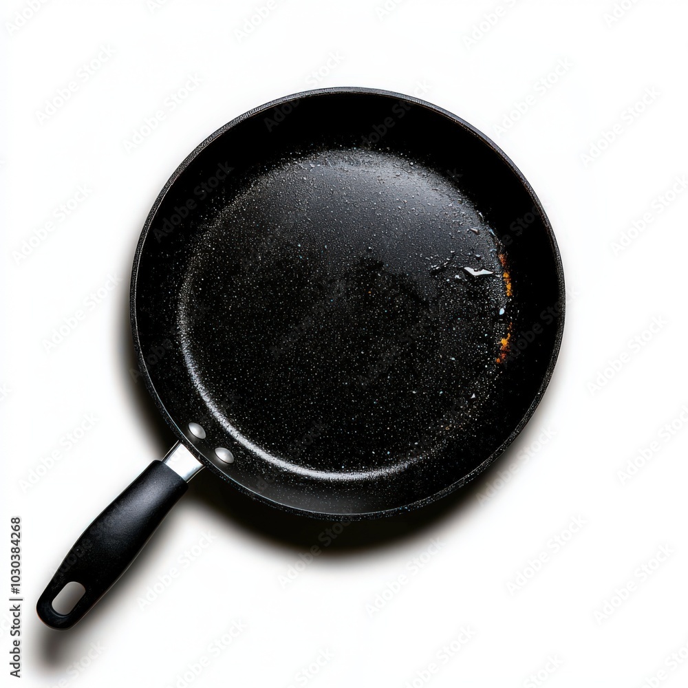 Black frying pan, white isolated background Black frying pan, white isolated background