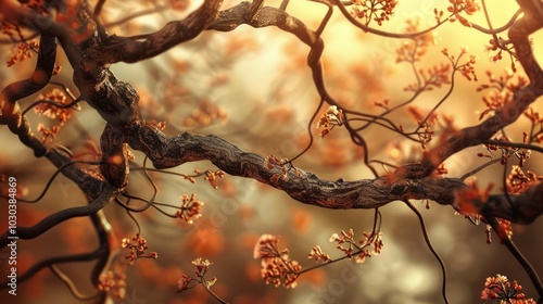 The branches are a warm brown color, creating a natural and harmonious color palette.