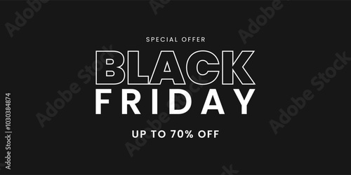 Black friday typography banner design. Black friday sale text isolated on black background. Vector illustration