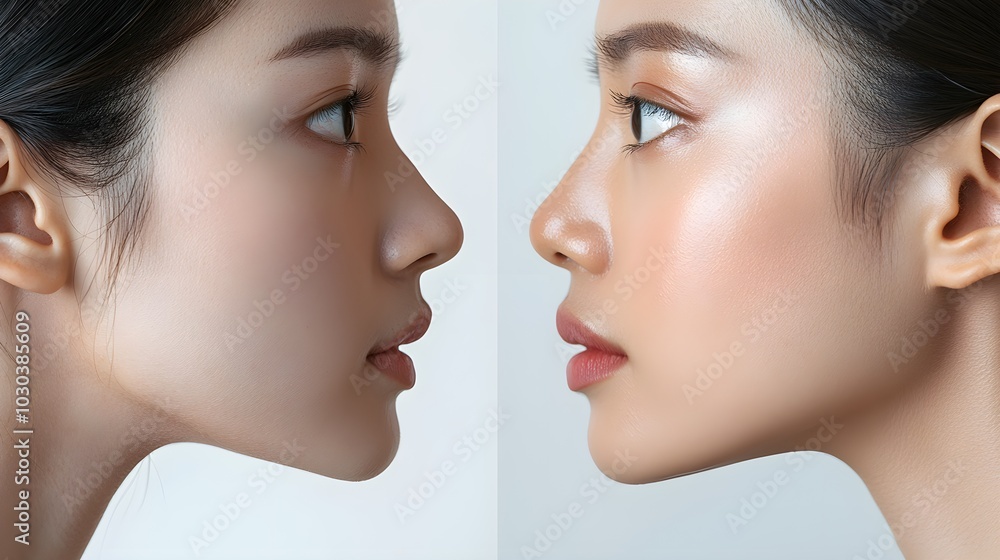 Visual post featuring a patient's nose before and after surgery, focusing on the functional benefits of improved nasal airflow and the cosmetic enhancement of the nose Visual post featuring a patient's nose before and after surgery, focusing on the functional benefits of improved nasal airflow and the cosmetic enhancement of the nose