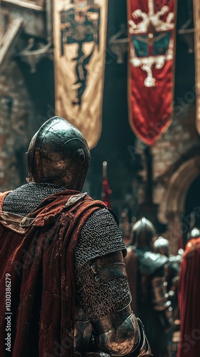 Knight Swearing an Oath of Loyalty in a Medieval Setting