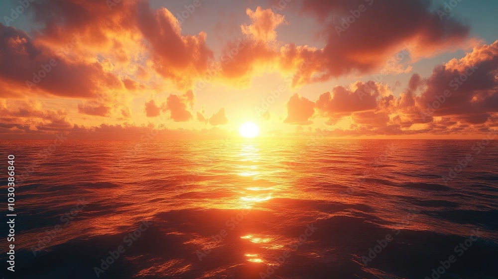 Obraz premium A glowing sunrise over the ocean, symbolizing hope, peace, and a fresh start